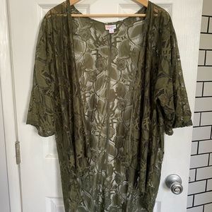 LuLaRoe Lindsay Army Green Lace